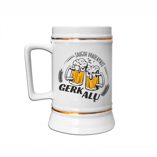 Bokalas su užrašu, Saugok Vandenynus Gerk Alų