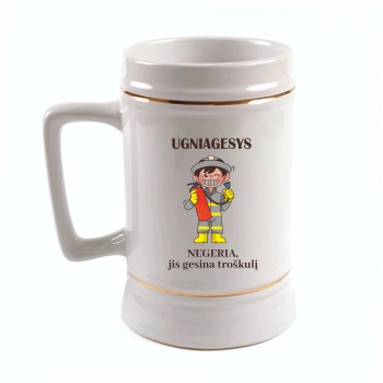 Bokalas gaisrininkui su užrašu, Ugniagesys negeria