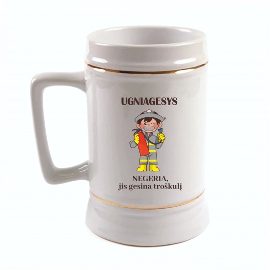 Bokalas gaisrininkui su užrašu, Ugniagesys negeria