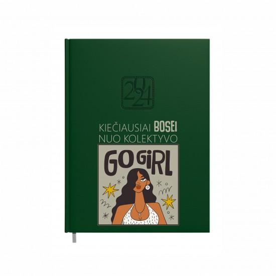 Darbo knyga BOSEI 2026 su užrašu, Kiečiausia Bosė Go Girl