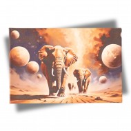 Paveikslas ant drobės "Drambliai kelyje", 30x20 cm Paveikslas ant drobės "Drambliai kelyje", 30x20 cm