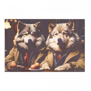 Paveikslas ant drobės "Du vilkai su kostiumais", 30x20 cm Paveikslas ant drobės "Du vilkai su kostiumais", 30x20 cm