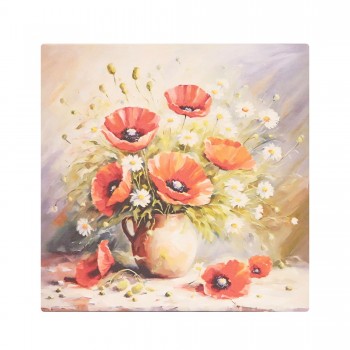 Paveikslas ant drobės "Natiurmortas su aguonomis", 30x30 cm Paveikslas ant drobės "Natiurmortas su aguonomis", 30x30 cm