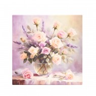 Paveikslas ant drobės "Natiurmortas su gėlėmis", 30x30 cm Paveikslas ant drobės "Natiurmortas su gėlėmis", 30x30 cm