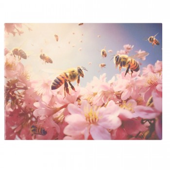 Paveikslas ant drobės "Bitės tarp gėlių", 40x30 cm Paveikslas ant drobės "Bitės tarp gėlių", 40x30 cm