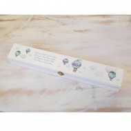 Krikšto žvakei dėžutė su oro balionais ir užrašu