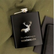 Gertuvėlė Fleškutė su užrašu, Po Sėkmingos Medžioklės, 200 ml. Juoda