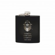 Metalinė Gertuvė, Fleškutė su užrašu, Žemaičiou Nebūn Šalta, Žemaičioun Būn Viese, Meška, juoda 200 ml. 