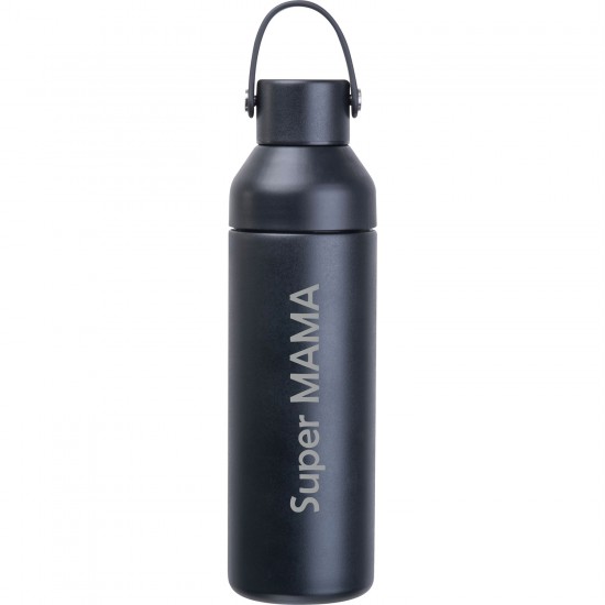 Gertuvė su užrašu, Super Mama, 480 ml, termo-vakuuminė, juoda