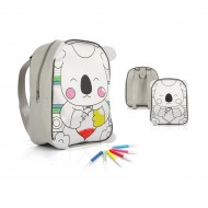 Maža Kuprinė su Meškiuko Piešiniu Spalvinimui, su Flomasteriais