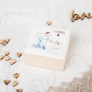 Medinė dėžutė su mėlynais Angelais ir Užrašu, Lietuva