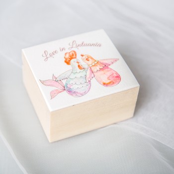 Medinė dėžutė "Vištytė ir gaidelis"