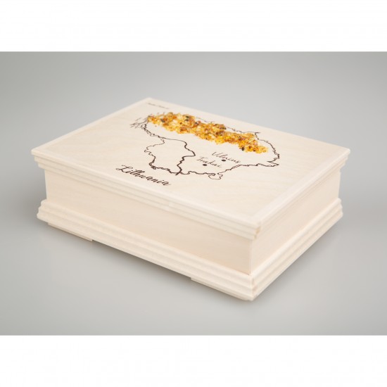 Dėžutė su gintarais "TRAKAI" 17x12.5x5.5 cm