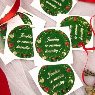 Kalėdiniai lipdukai dovanai pakuoti su užrašu, Jaukių ir Ramių Švenčių