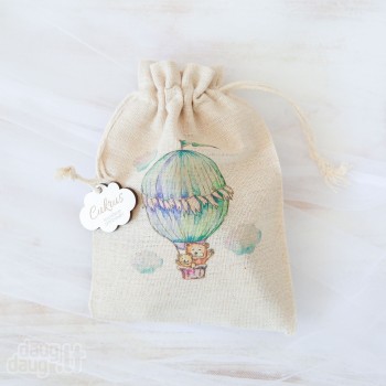 Maišeliai krikštynų simboliams "Oro balionai su meškučiais" M