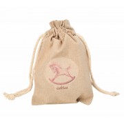 Medvilninių maišelių krikštynų simboliams "Arkliukas.Rožinis" 