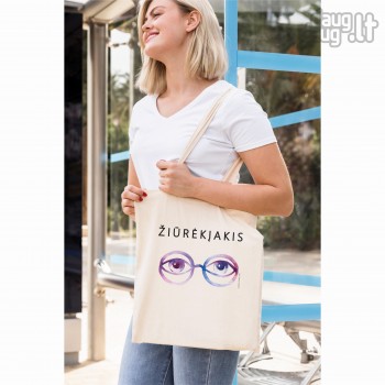 Medvilninis Pirkinių Krepšys Su Užrašu, Žiūrėk į Akis