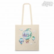 Medvilninis pirkinių krepšys "Oro balionai su meškiukais"