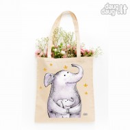 Medvilninis pirkinių krepšys "Drambliai"