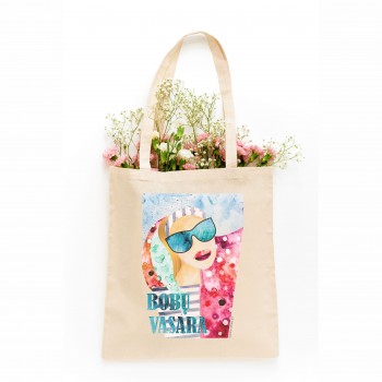 Pirkinių maišelis su autoriniu piešiniu, Bobų vasara, 100% medvilnė