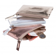 Blizgus PU odinė piniginė su užtrauktuku