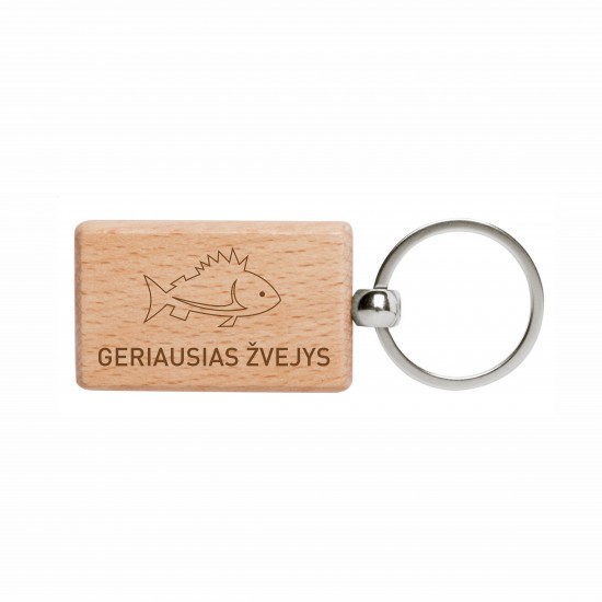 Raktų Pakabukas Su Užrašu, Geriausias Zvejys, Medinis