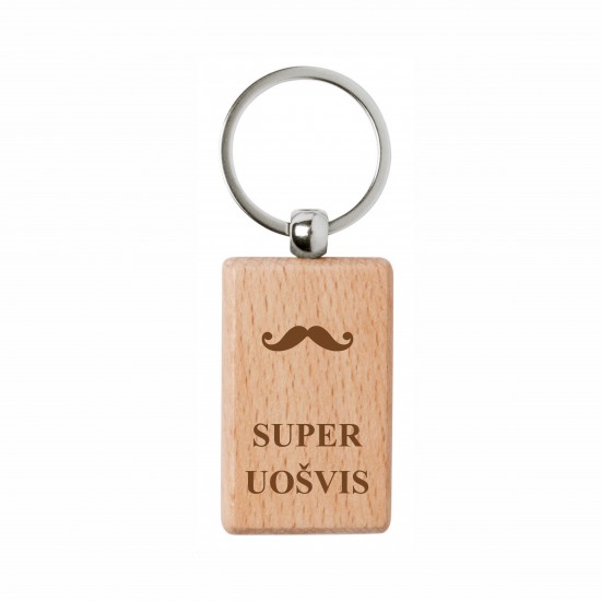 Raktų Pakabukas Su Užrašu, Super Uošvis, Medinis