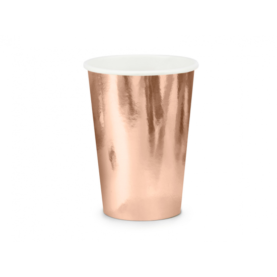 Vienkartinių puodelių rinkinys "Rožinis auksas", 220ml (6vnt)