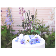 Blizgus smeigtukas tortui Mr& Mrs, 25.5cm sidabro spalva