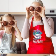 Prijuostė su užrašu, Močiutė Visagalė, Raudona, Levandos