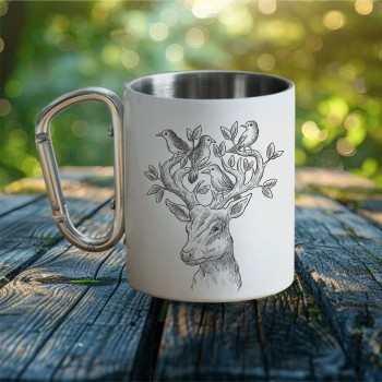 Metalinis puodelis su karabinu, Briedis Su Paukščiais