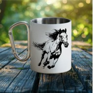 Metalinis puodelis su karabinu, Žirgas Metalinis puodelis su karabinu, Žirgas