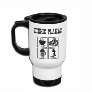 Metalinis termo puodelis su užrašu, Dienos Planas, 413 ml, Baltas, Juodas