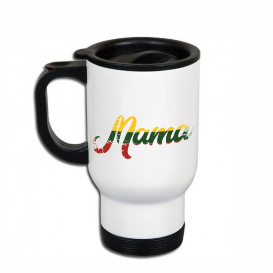 Metalinis termo puodelis su užrašu, Mama, 413 ml, Baltas, Juodas