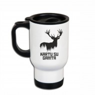 Metalinis termo puodelis su užrašu, Kartu Su Gamta, 413 ml, Baltas, Juodas