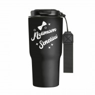 Metalinis termo puodelis su užrašu, Mylimam Seneliui, 550 ml, Juodas