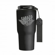 Metalinis termo puodelis su užrašu, Garažo Bosas, 550 ml, Juodas