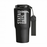 Metalinis termo puodelis su užrašu, Statau pats, 550 ml, Juodas