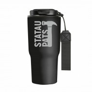 Metalinis termo puodelis su užrašu, Statau pats, 550 ml, Juodas