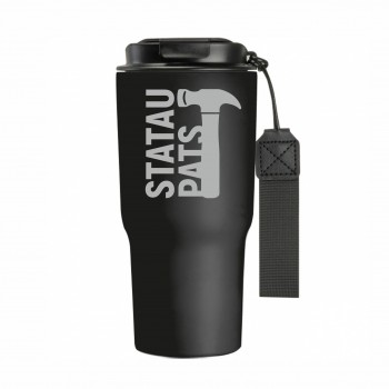 Metalinis termo puodelis su užrašu, Statau pats, 550 ml, Juodas