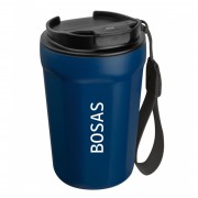 Metalinis termo puodelis su užrašu, Bosas, 350 ml, mėlynas