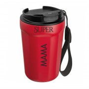 Metalinis termo puodelis su užrašu, Super Mama, 350 ml, raudonas Metalinis termo puodelis su užrašu, Super Mama, 350 ml, raudonas