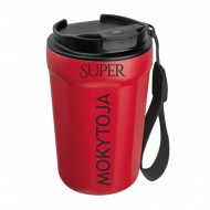Metalinis termo puodelis su užrašu, Super Mokytoja, 350 ml, raudonas Metalinis termo puodelis su užrašu, Super Mokytoja, 350 ml, raudonas