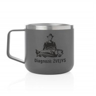 Metalinis puodelis žvejui su užrašu, Diagnozė Žvejys, 350 ml.