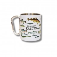 Metalinis puodelis su karabinu ir užrašu, Šitam Gale Kablys