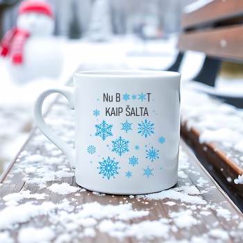 Puodelis su užrašu Kaip šalta, klasikinis, baltas