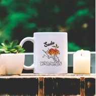 Puodelis su gėlėmis karutyje "Sodo karalius" Puodelis su gėlėmis karutyje "Sodo karalius"