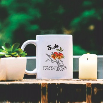 Puodelis su gėlėmis karutyje "Sodo karalius"