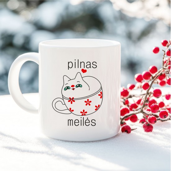 Puodelis su katinu "Pilnas meilės"