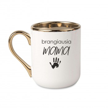 Elegantiškas puodelis su užrašu, Brangiausia Mama, 330 ml, su auksine rankena